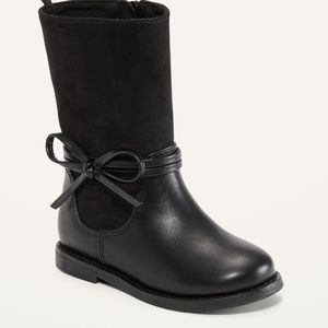 Faux-Suede Tall Bow-Tie Boots for Toddler Girls